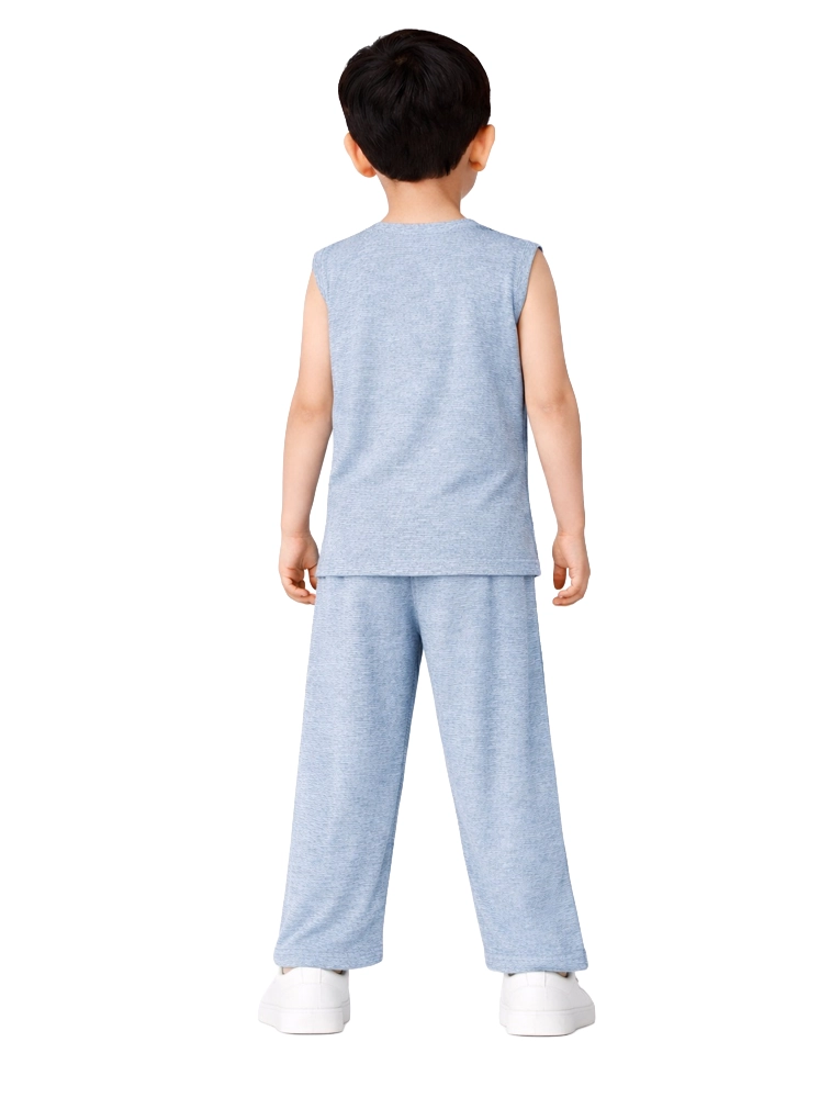 Sky Blue Boys Printed Lounge Sets