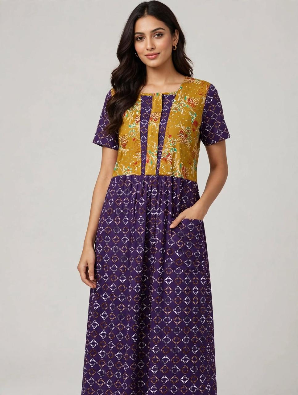 Women's Premium - Frock Nighty With zip and Front Pocket  - Style 4