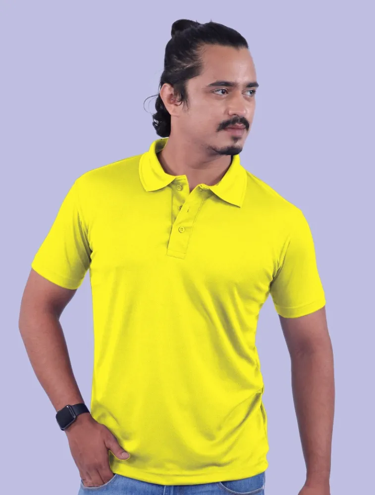 Lemon Yellow Honeycomb Polo Half Sleeve 160GSM T-shirts