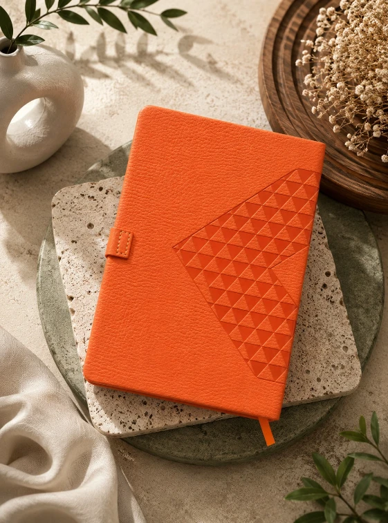 Orange Diamond Texture Magnetic Diary