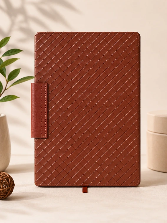 Brown Premium Textured Magnetic Closure Diary