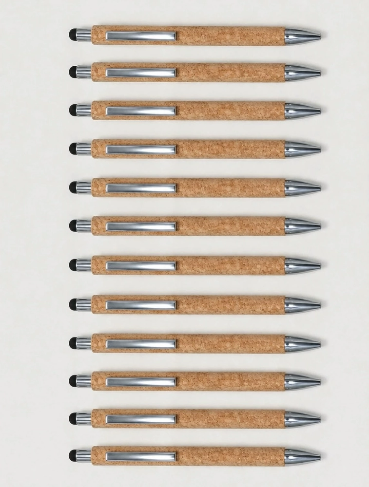 Premium Wooden Cork Stylus Ball Pen Pack of 12