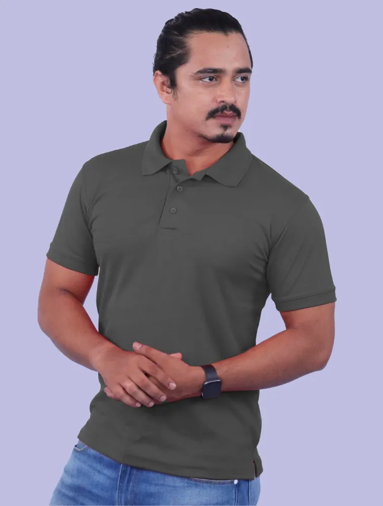 Charcoal Melange Cotton Polo Half Sleeve 220GSM T-shirts