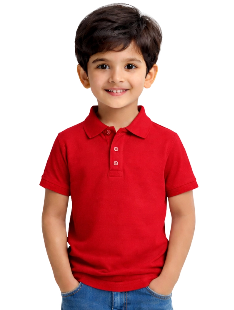 Red Kids Cotton Polo Half Sleeve 240 GSM TShirts