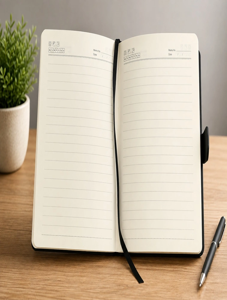 Black  Texture Leather Cover Executive Journal Notebook Dairy