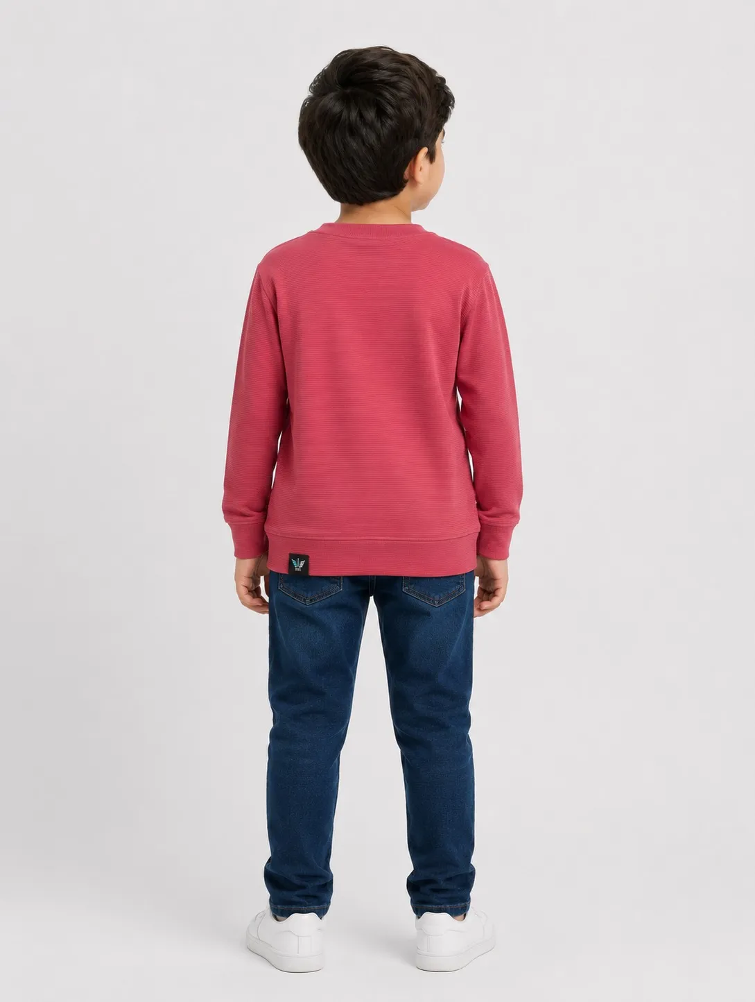 Peach Kids Premium Solid Printed Round Full Sleeve T Shirt