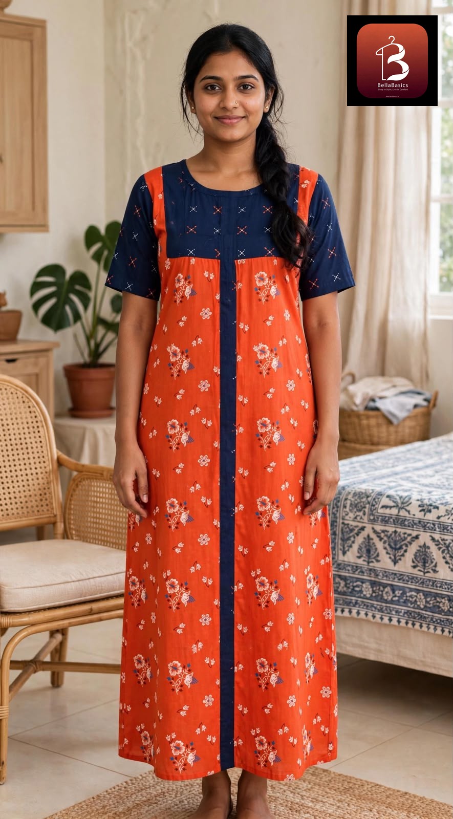 Women's Premium Frock Nighties -Mix and Match ( Double Color)  - Style 10