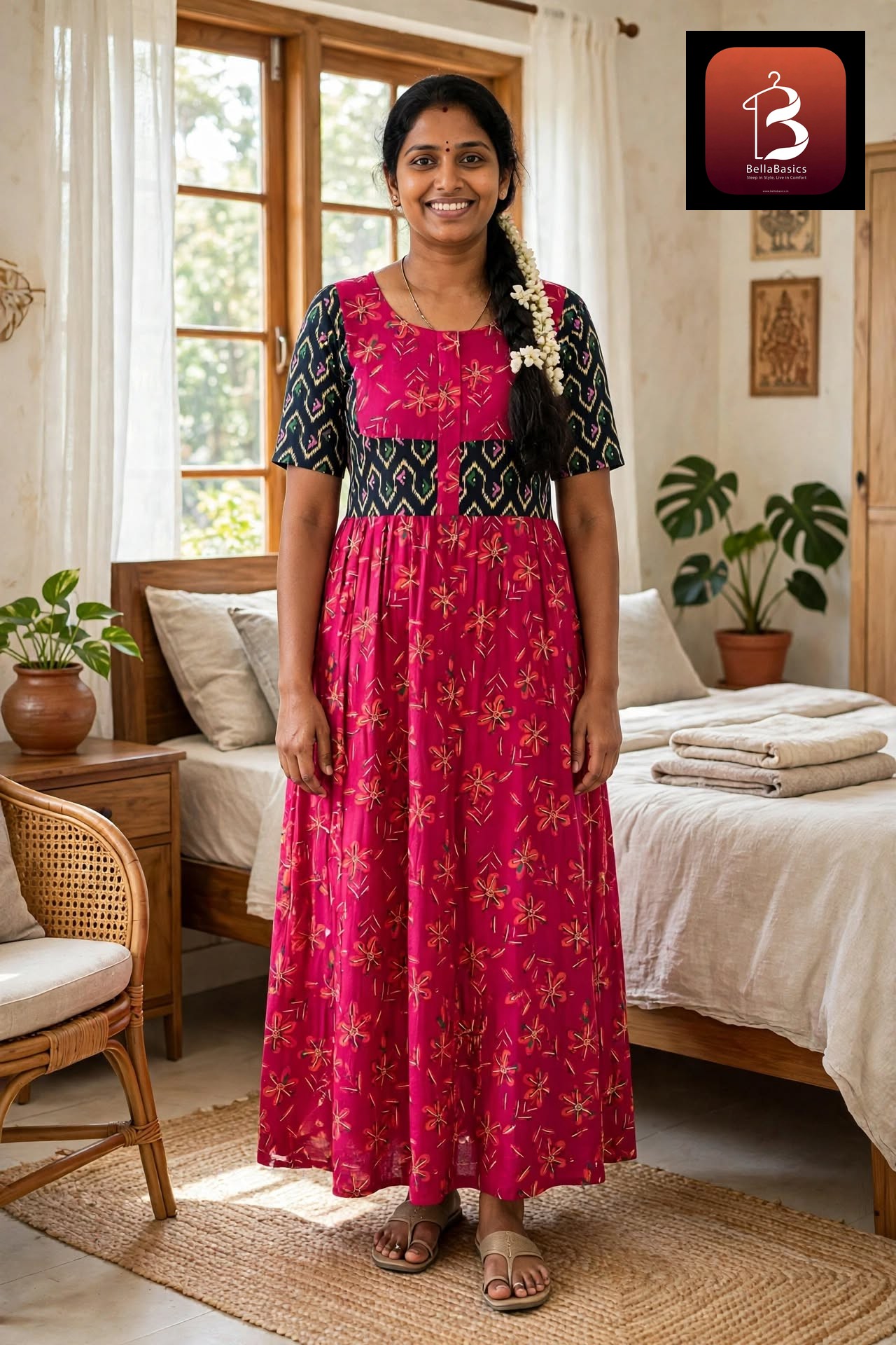 Women's Premium Frock Nighties -Mix and Match ( Double Color)  - Style 9
