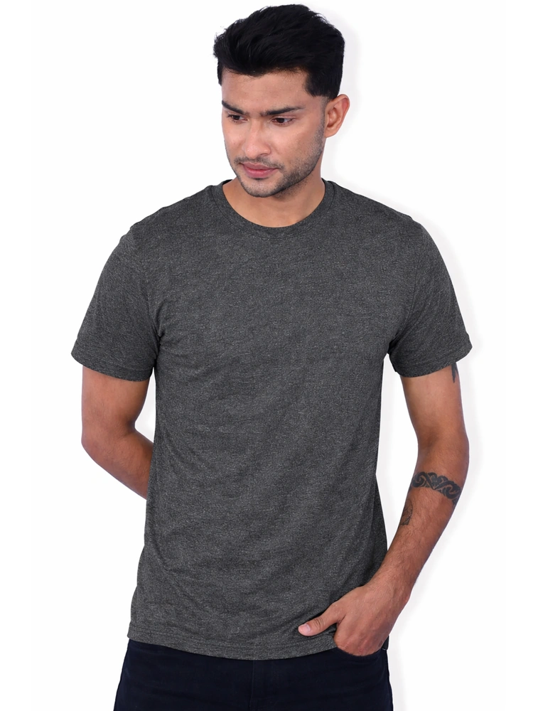 Charcoal Melange Polycotton 180GSM Round Neck Tshirts