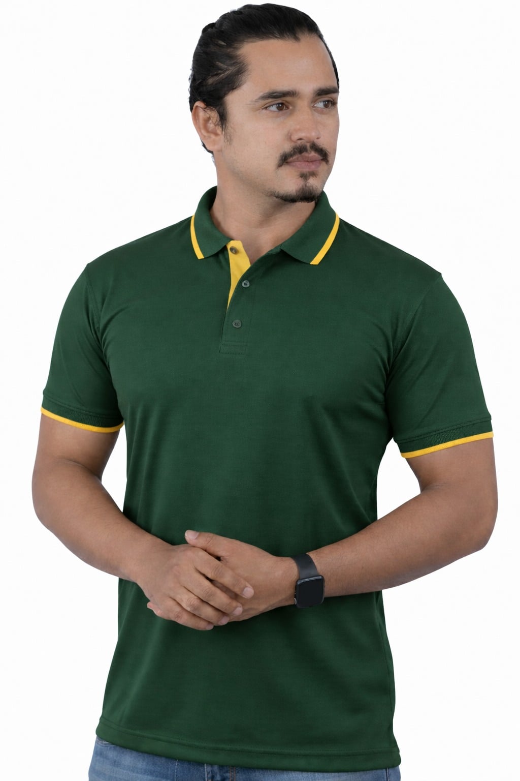 Peacock Green Dri Fit Mars Polo 200 GSM with Yellow Tipping