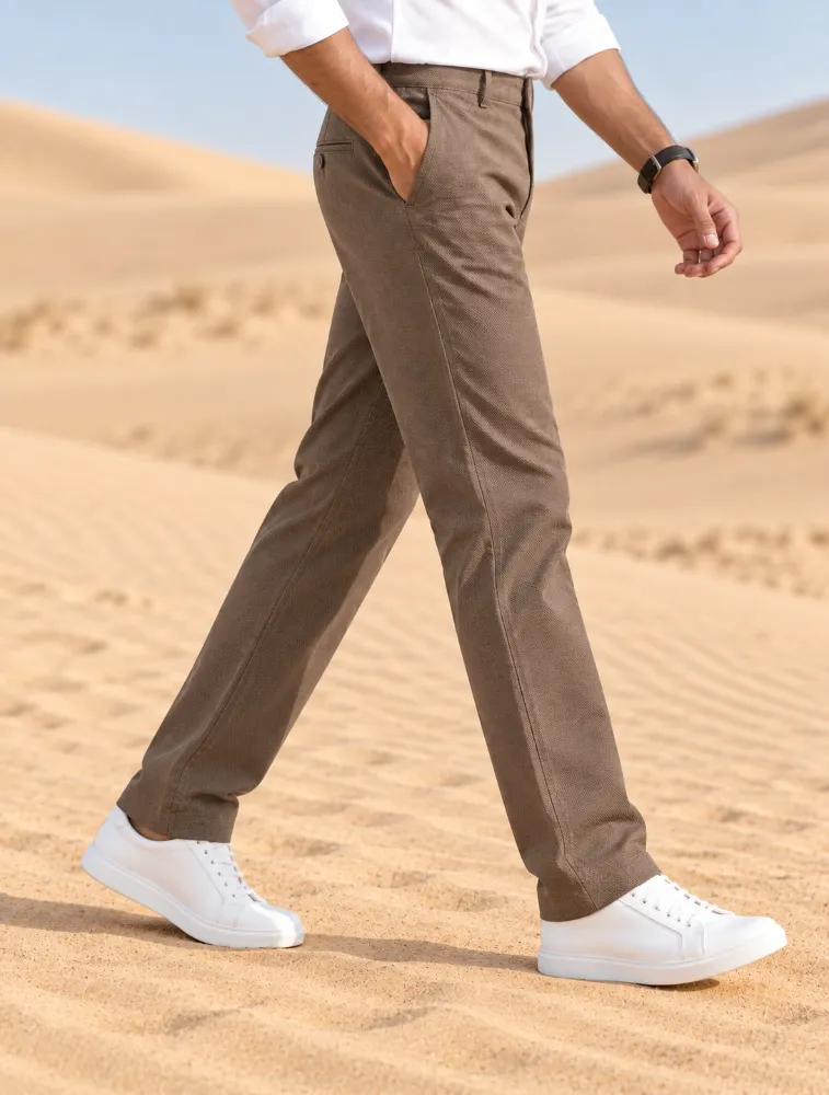 Brown Mens Modern Casual Trouser
