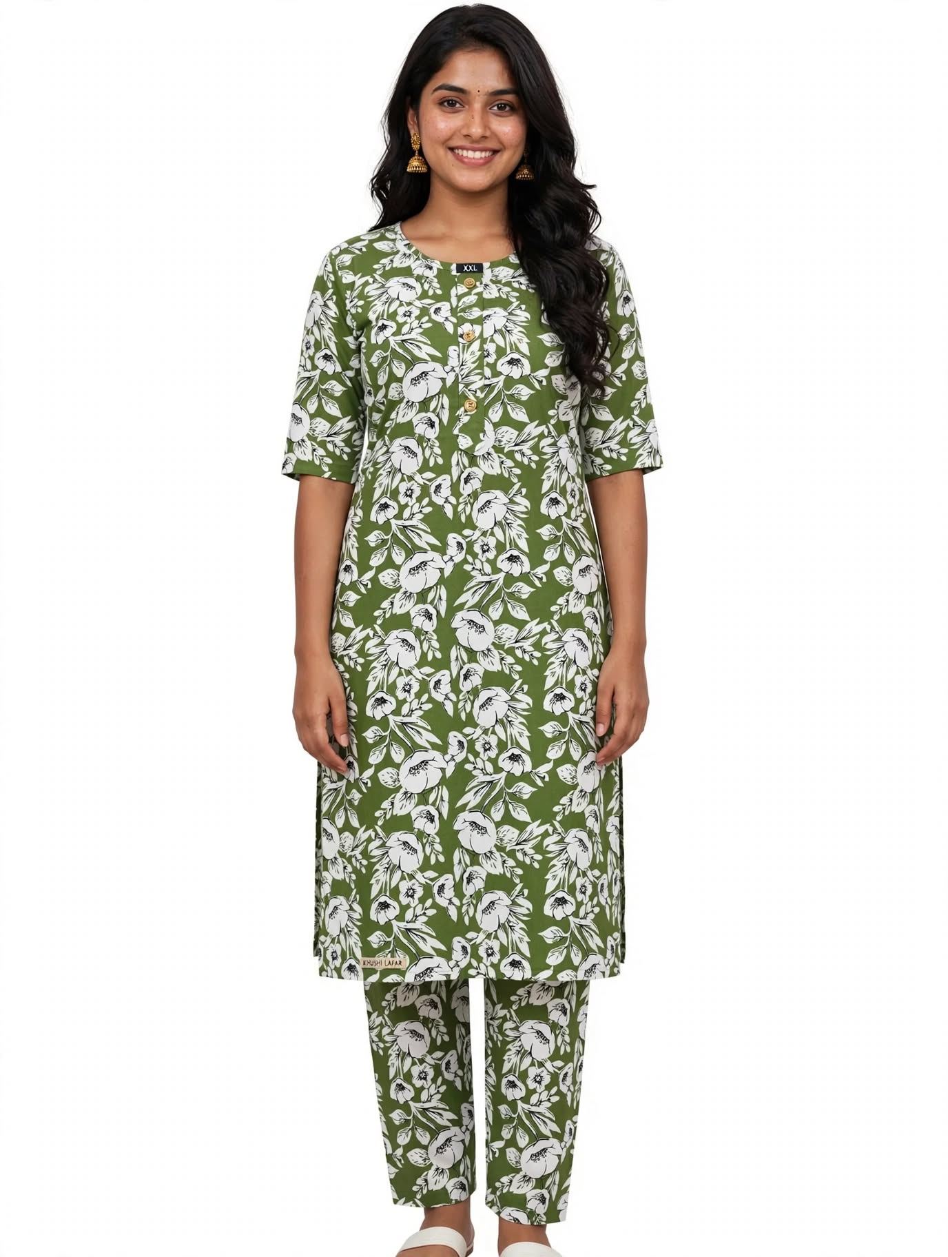 2 in 1 Kurties with Night dress(Kushi Lafar print )  - Style 1