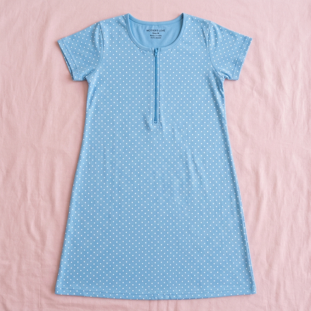 Feeding Nighty - Sky Blue Center Zip