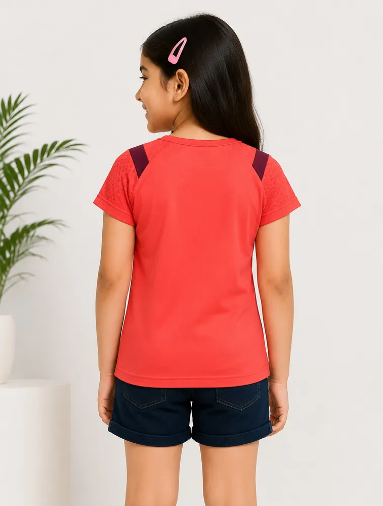 Red Girls Premium Printed Half Sleeves T Shirt