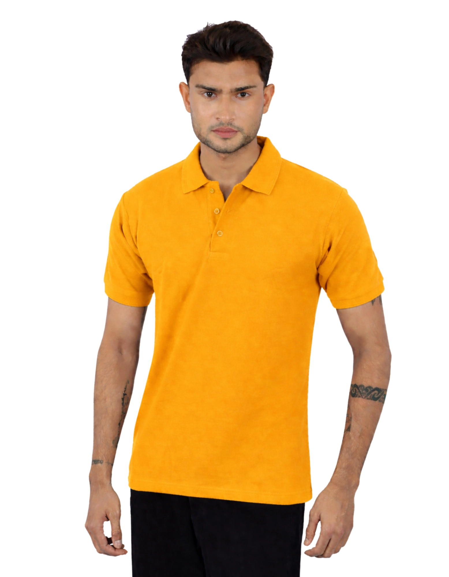 Golden Yellow Cotton Polo Half Sleeve 240 GSM TShirts