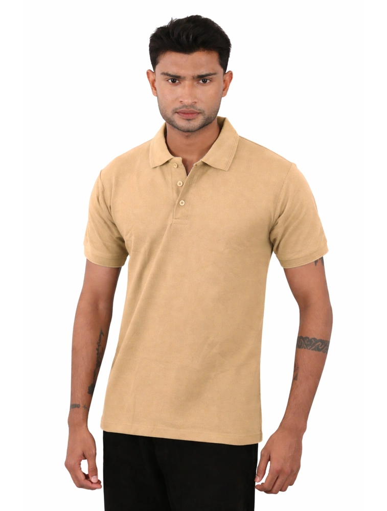 Beige Cotton Polo Half Sleeve 240 GSM T-Shirts