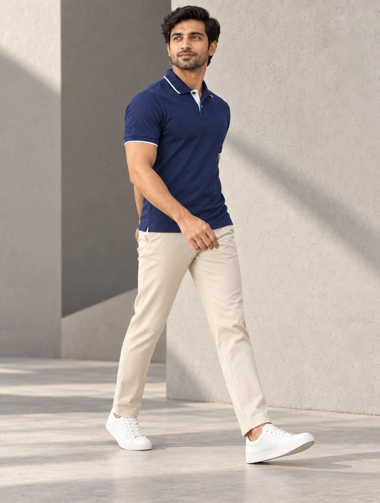 Navy Blue Dri Fit Mars Polo 200 GSM with White Tipping