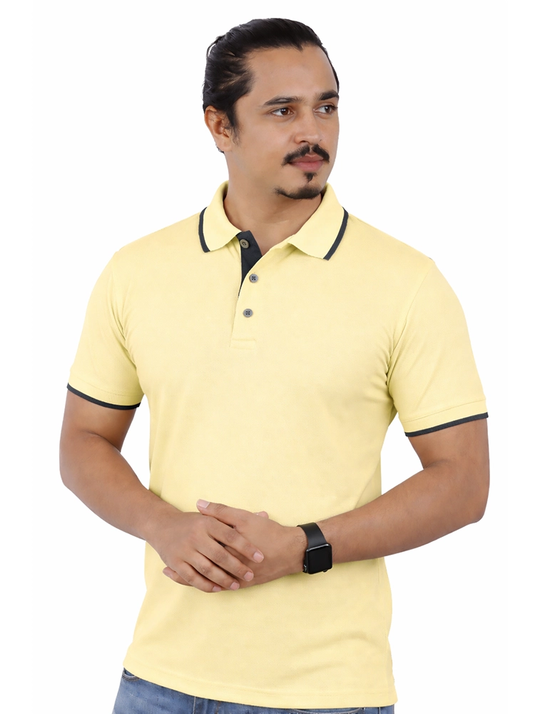 Light Yellow Dri Fit Mars Polo 200GSM with Dark Grey Tipping