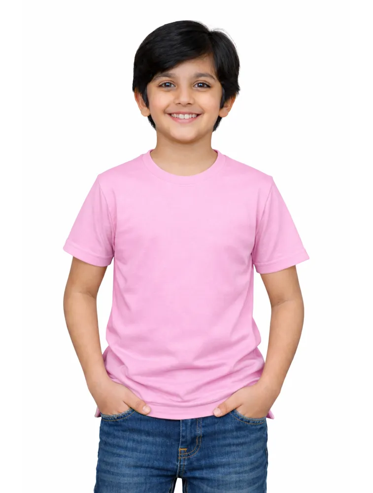 Soft pink Kids Polycotton 180GSM Round Neck Tshirts