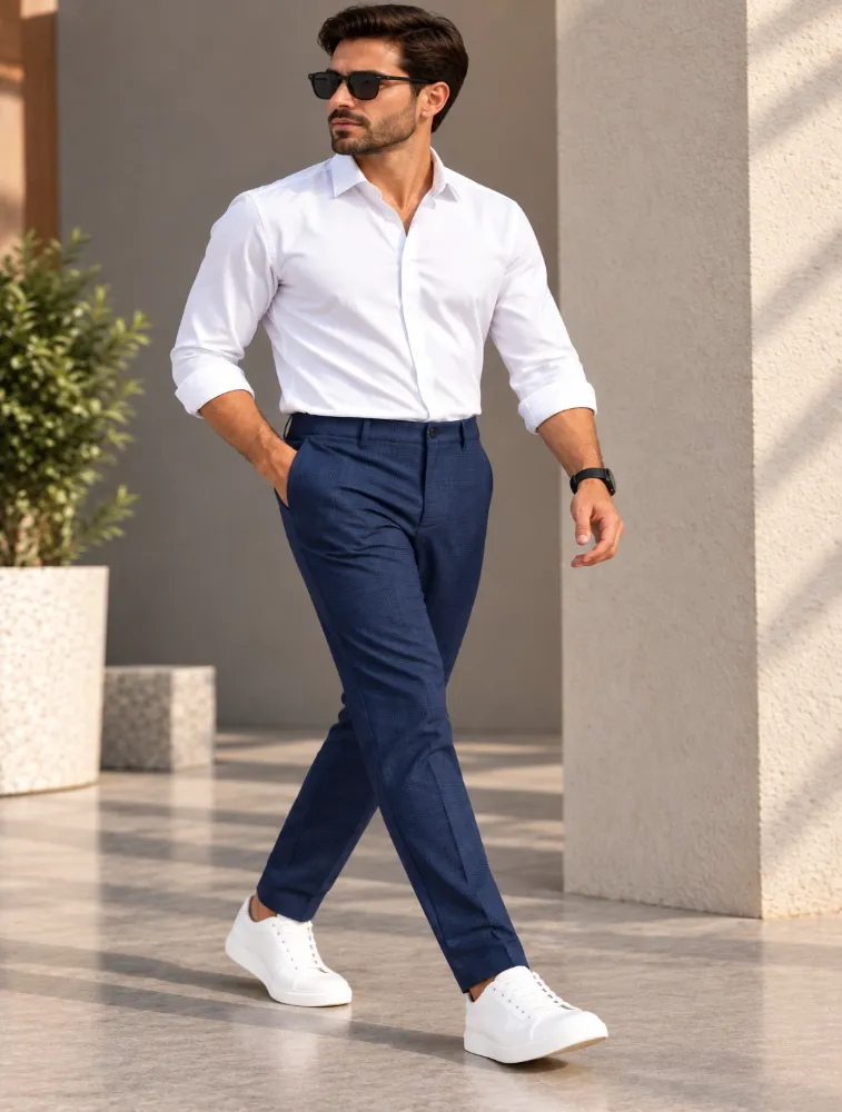 Denim Blue Mens Narrow Fit Chino