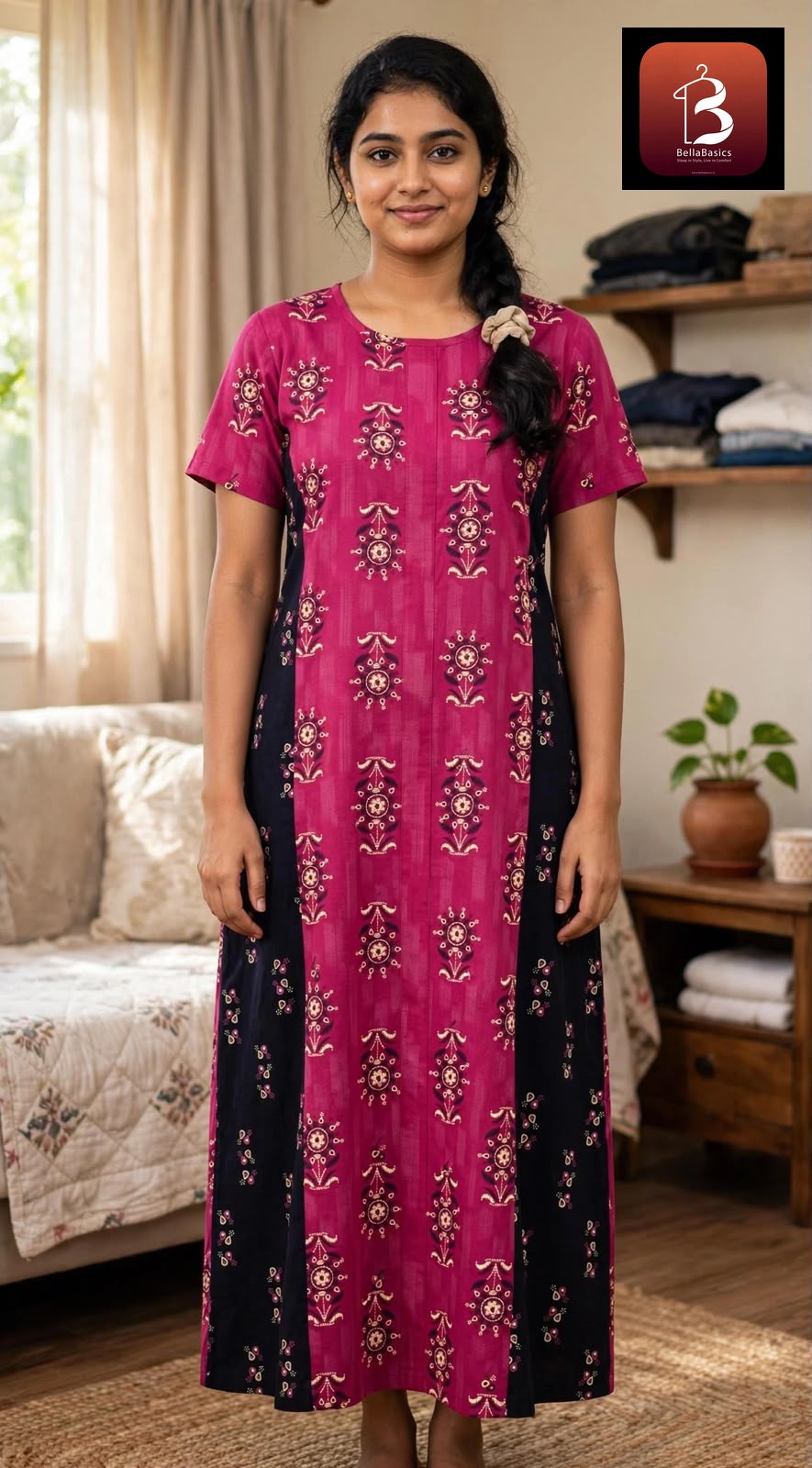 Women's Premium Frock Nighties -Mix and Match ( Double Color)  - Style 3