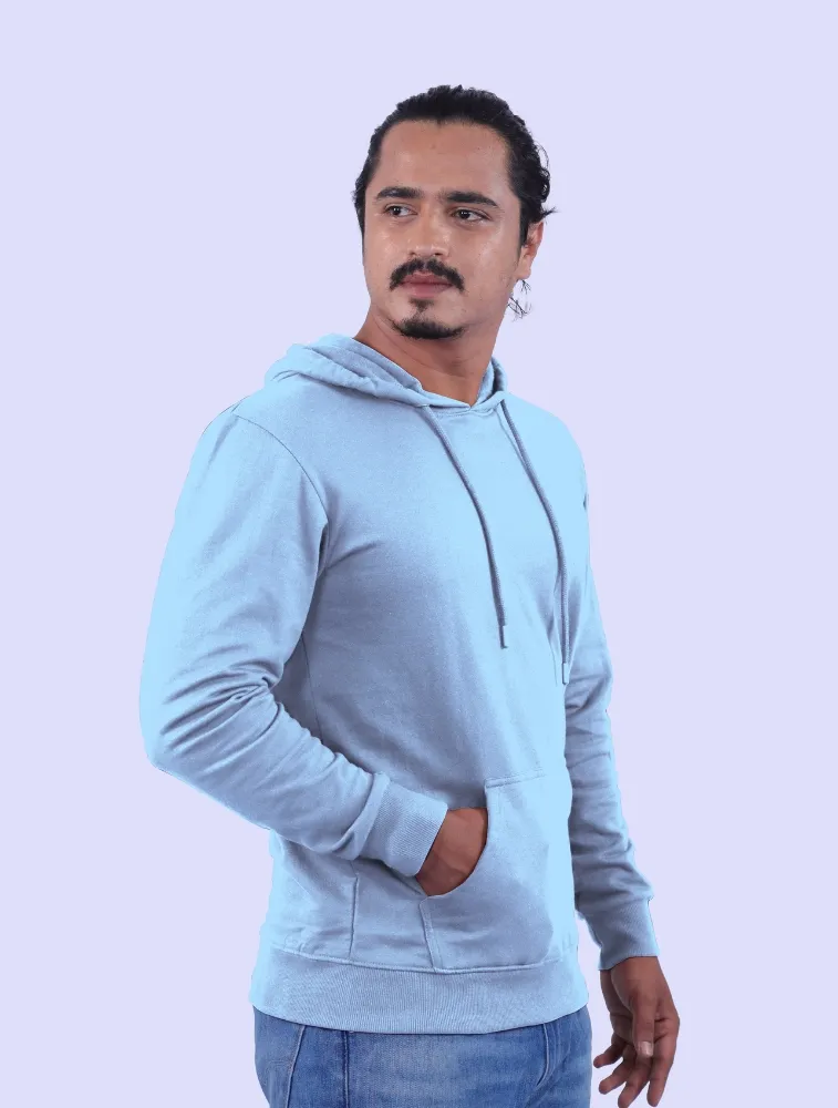 Sky Blue Cotton Hoodie without Zipper 300GSM