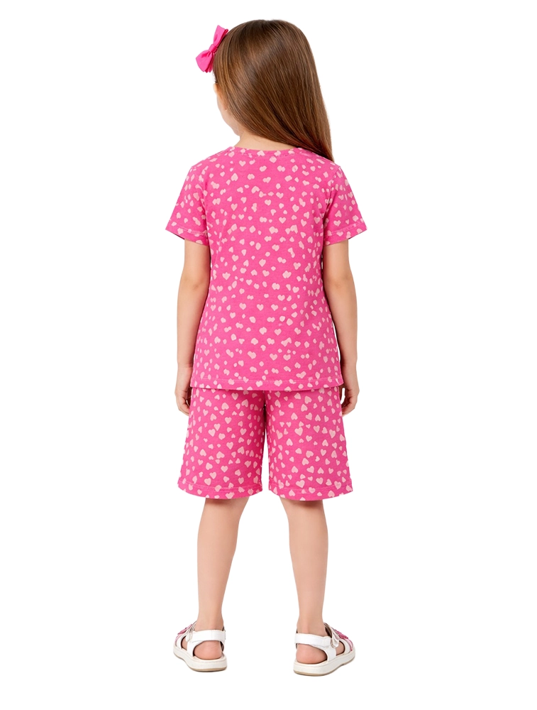 Pink Girls kids Half Sleeve Printed Co Ord Set