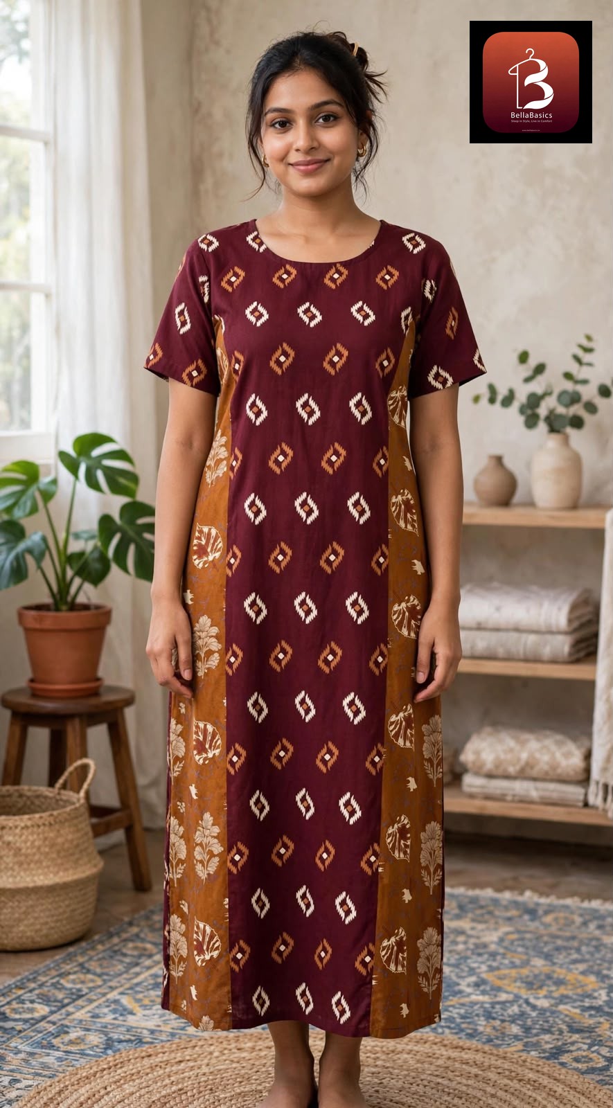 Women's Premium Frock Nighties -Mix and Match ( Double Color)  - Style 8