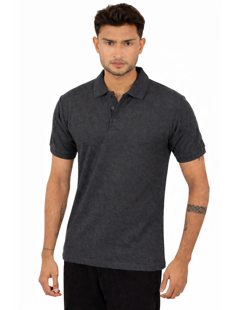 Charcoal Melange Cotton Polo Half Sleeve 240GSM T-Shirts