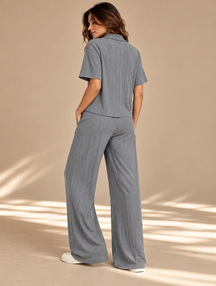 Grey  Trending Womens Long Coord Set