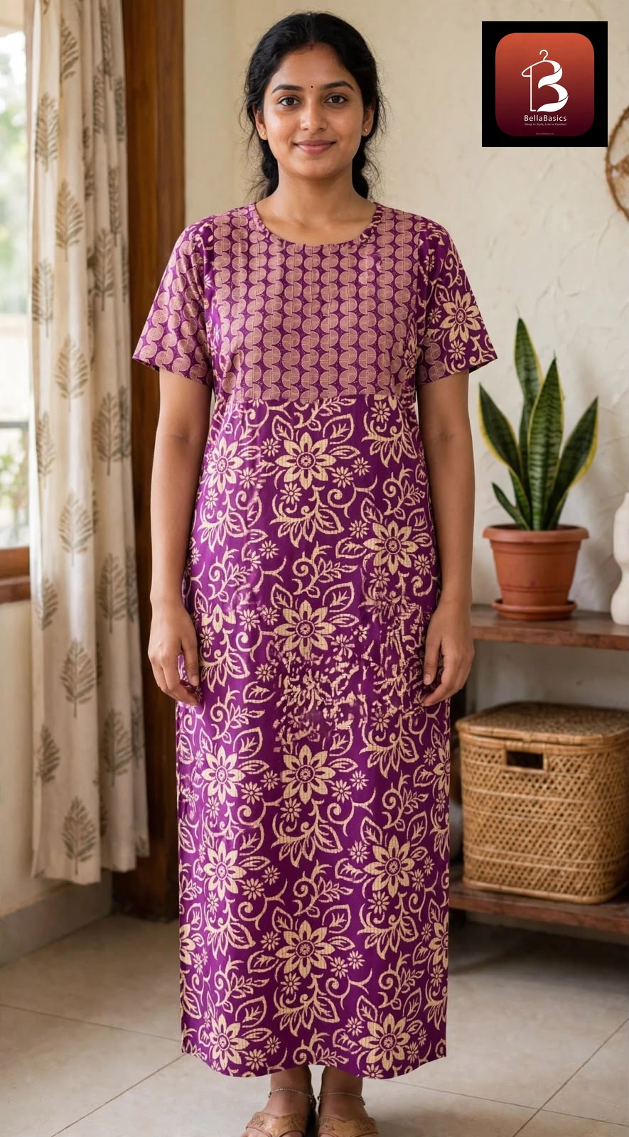 Women's Premium Frock Nighties -Mix and Match ( Double Color)  - Style 5