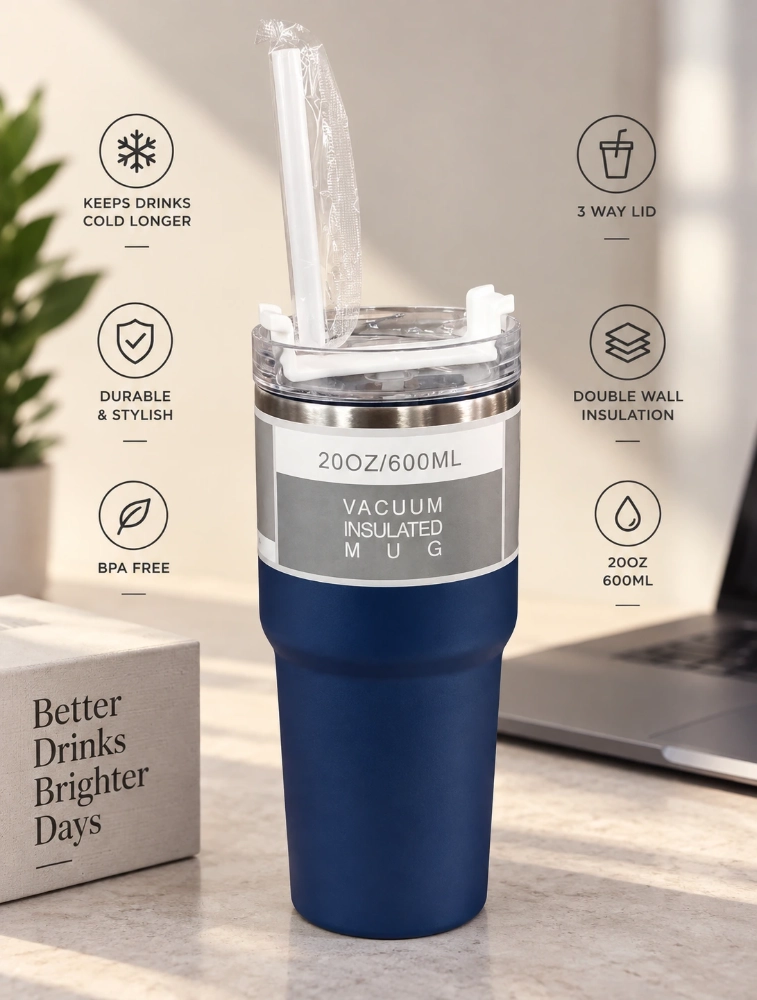 Beverage Cup Or Tumbler Navy Blue 600ML