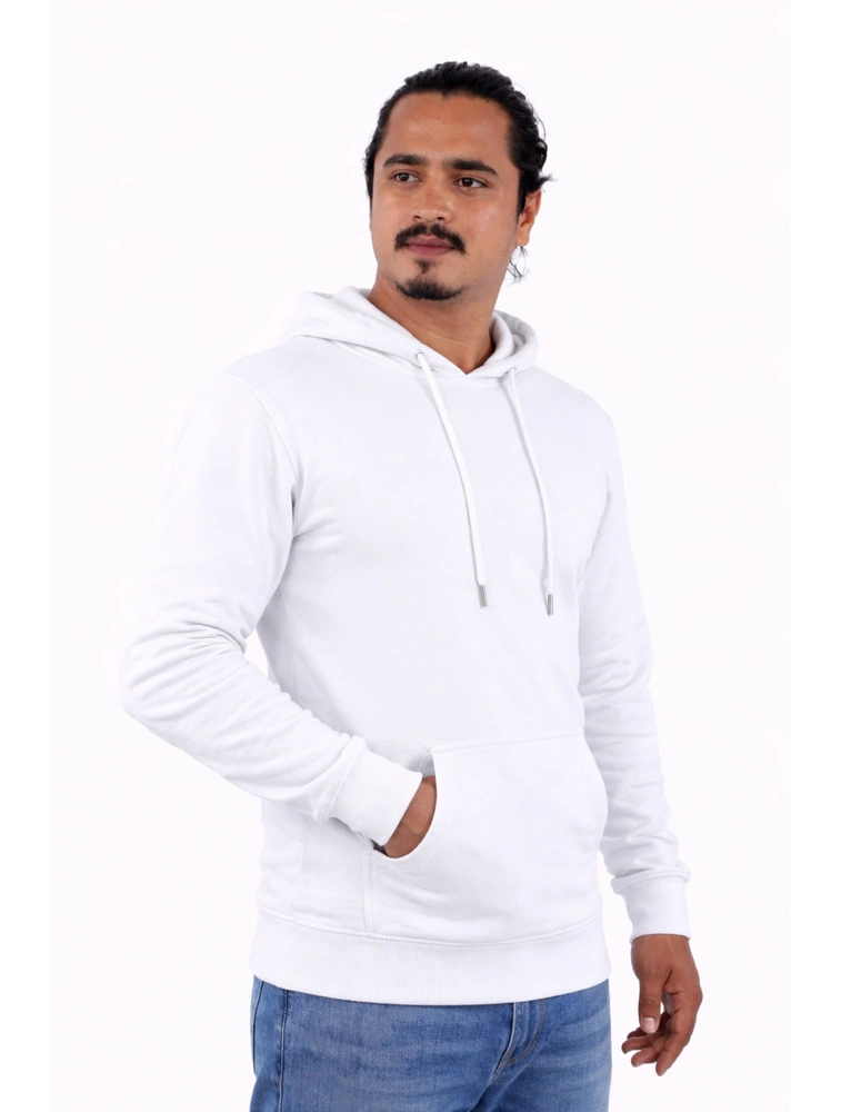 White Cotton Hoodie without Zipper 300GSM