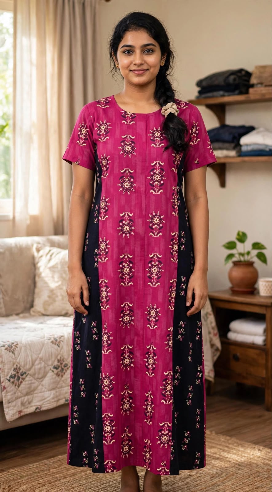 Women's Premium Frock Nighties -Mix and Match ( Double Color)  - Style 3