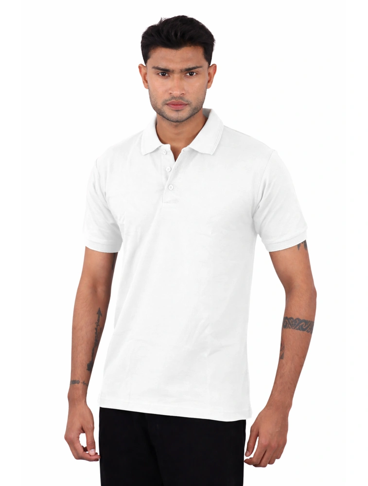 White Cotton Polo Half Sleeve 240 GSM TShirts