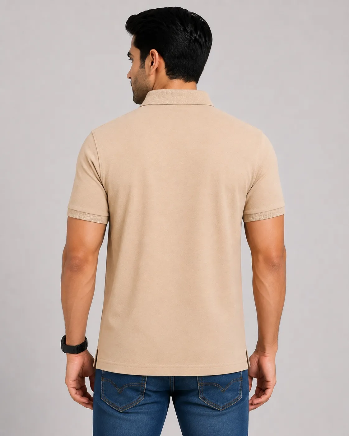 Beige Mens Premium Eco Blend 240 GSM Plain Polo Tshirt