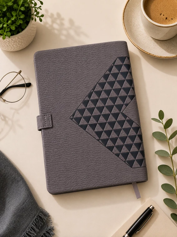 Dark Grey Diamond Texture Magnetic Diary