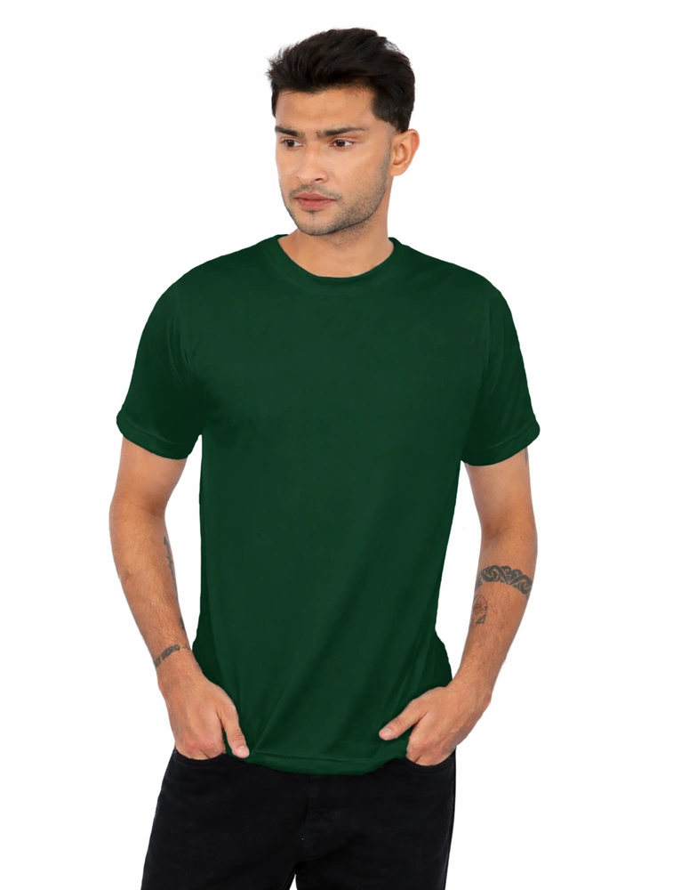 Bottle Green Dot Knit Round Neck Half Sleeve 150 GSM T-Shirts