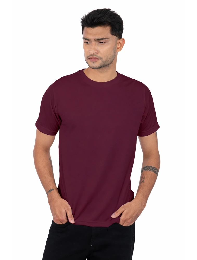 Maroon Dot Knit Round Neck Half Sleeve 150 GSM T-Shirts