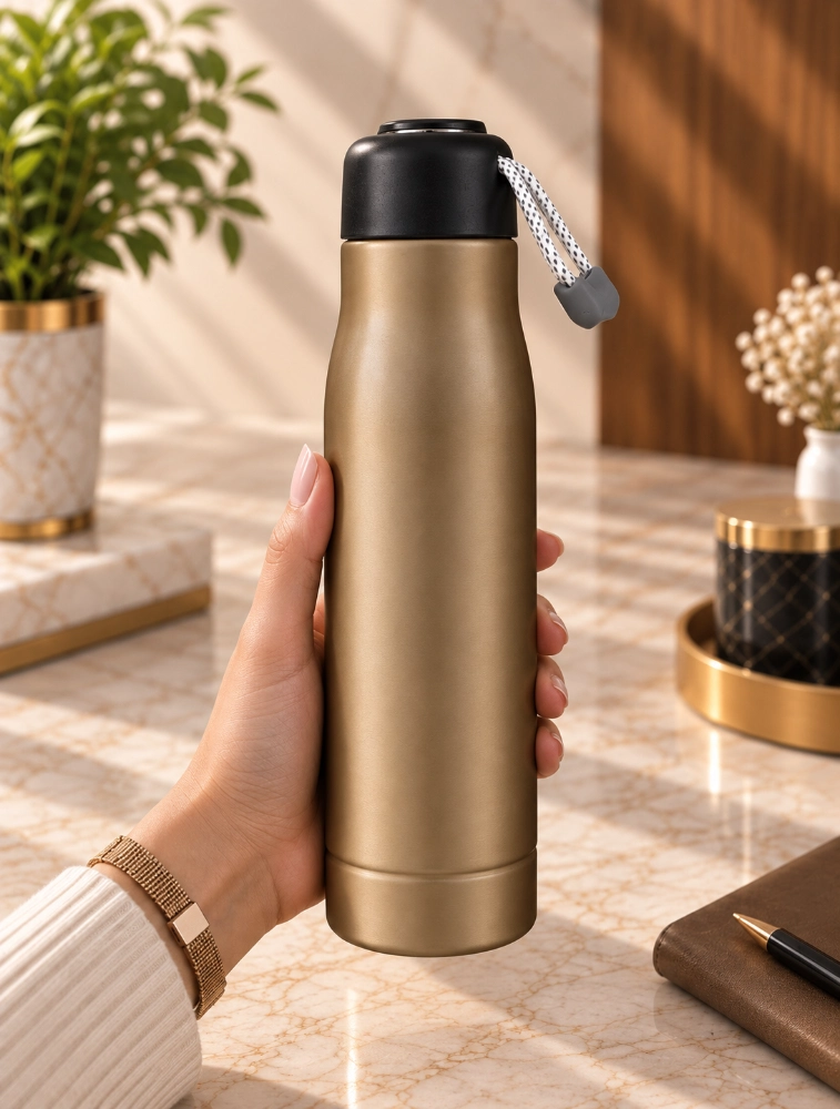 Golden Vacuum Insulated Stainless Steel Sports Water Bottle