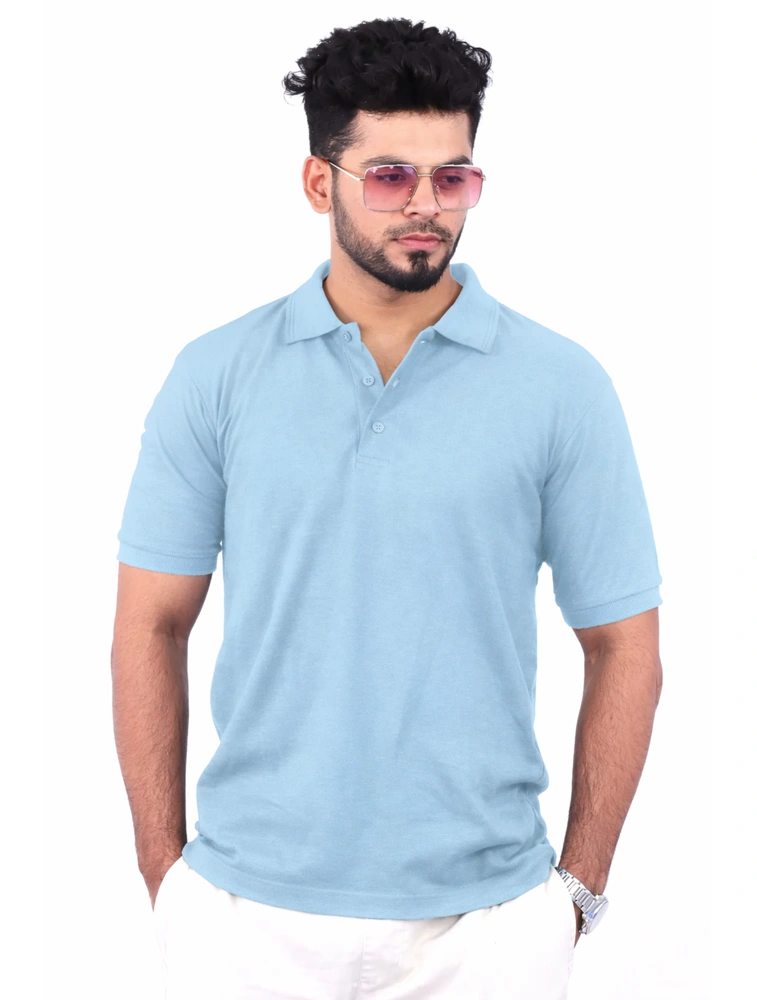 Sky Blue Premium Cotton Polo 240GSM T-Shirts