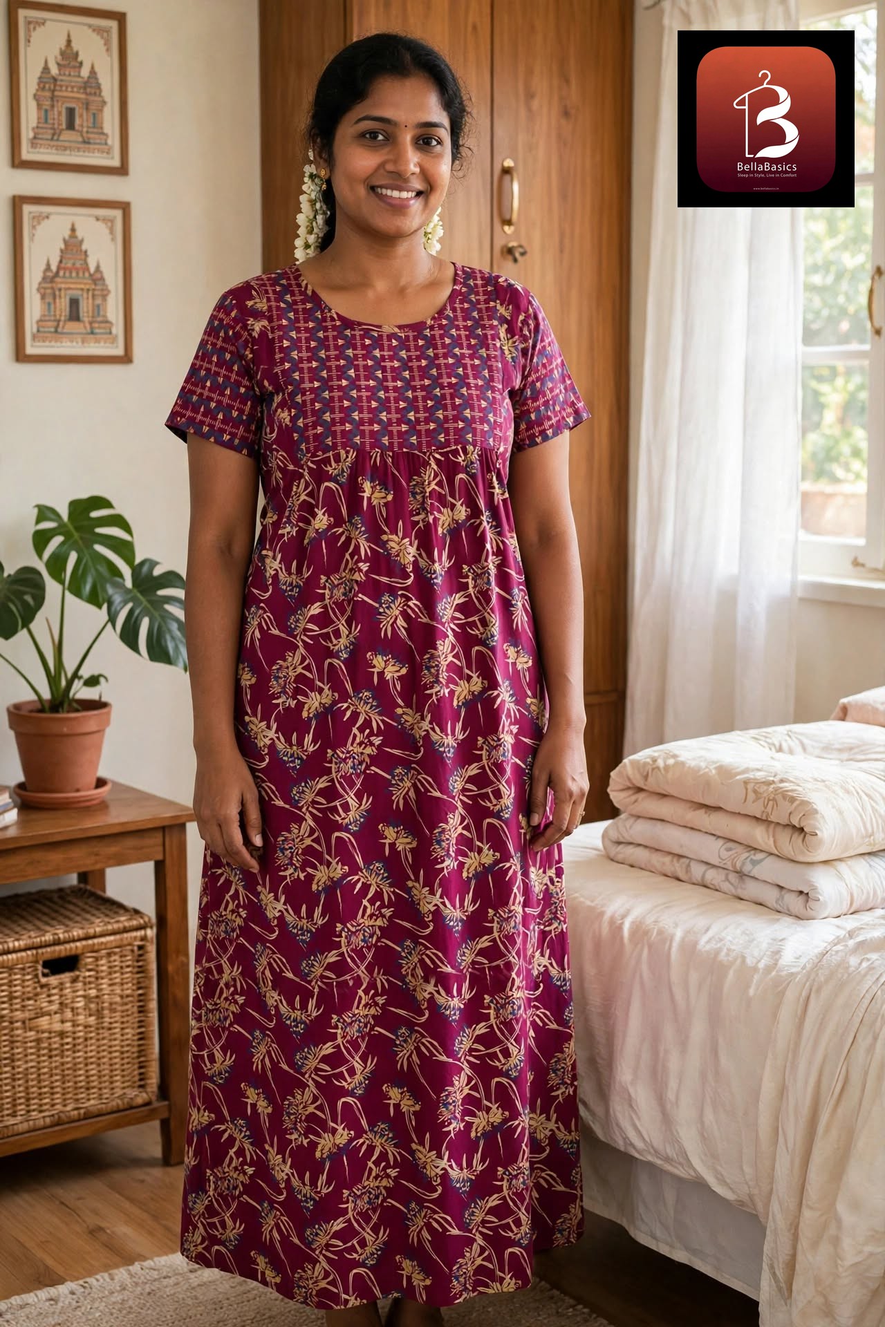 Women's Premium Frock Nighties -Mix and Match ( Double Color)  - Style 6
