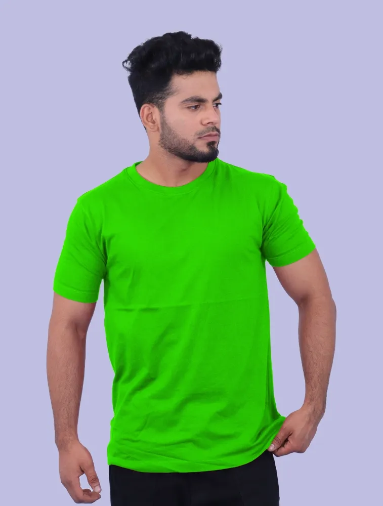 F Green Cotton Round Neck 180GSM Half Sleeve T-shirts