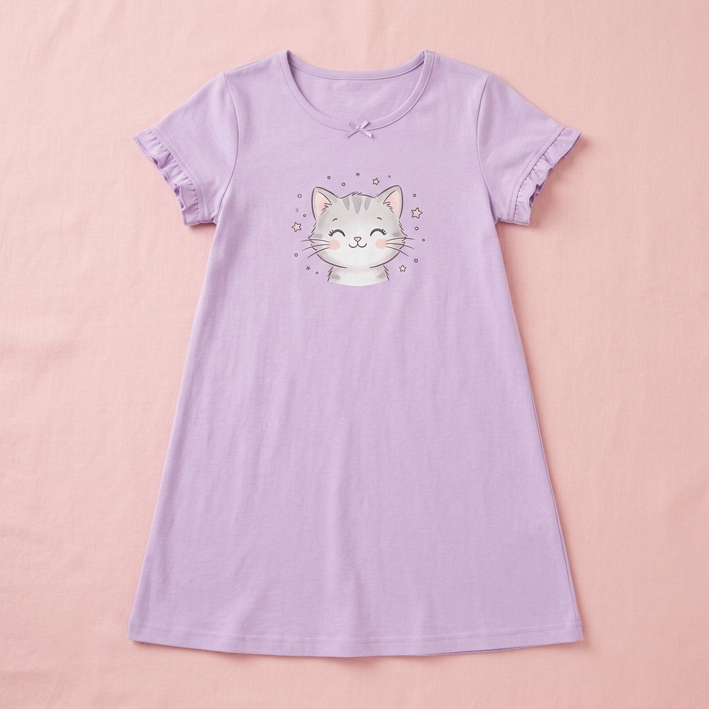 Kids Nighty - Lavender Kitty