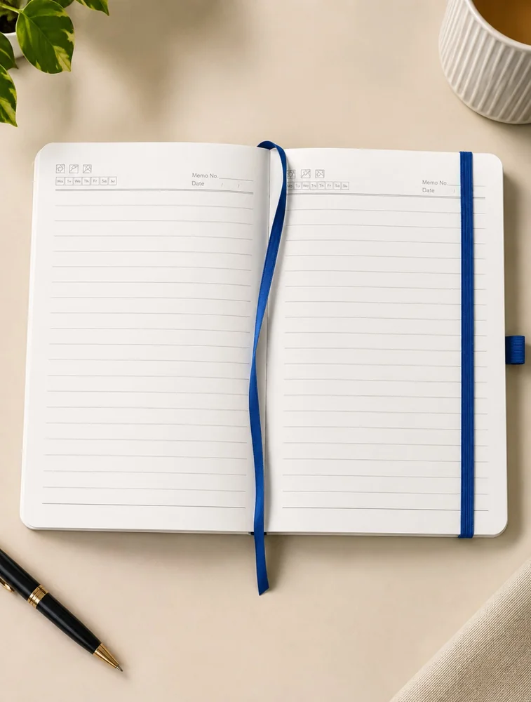 Blue  Premium Notebook  A5 Dairy  Ruled 192 Pages Wooden Dairy