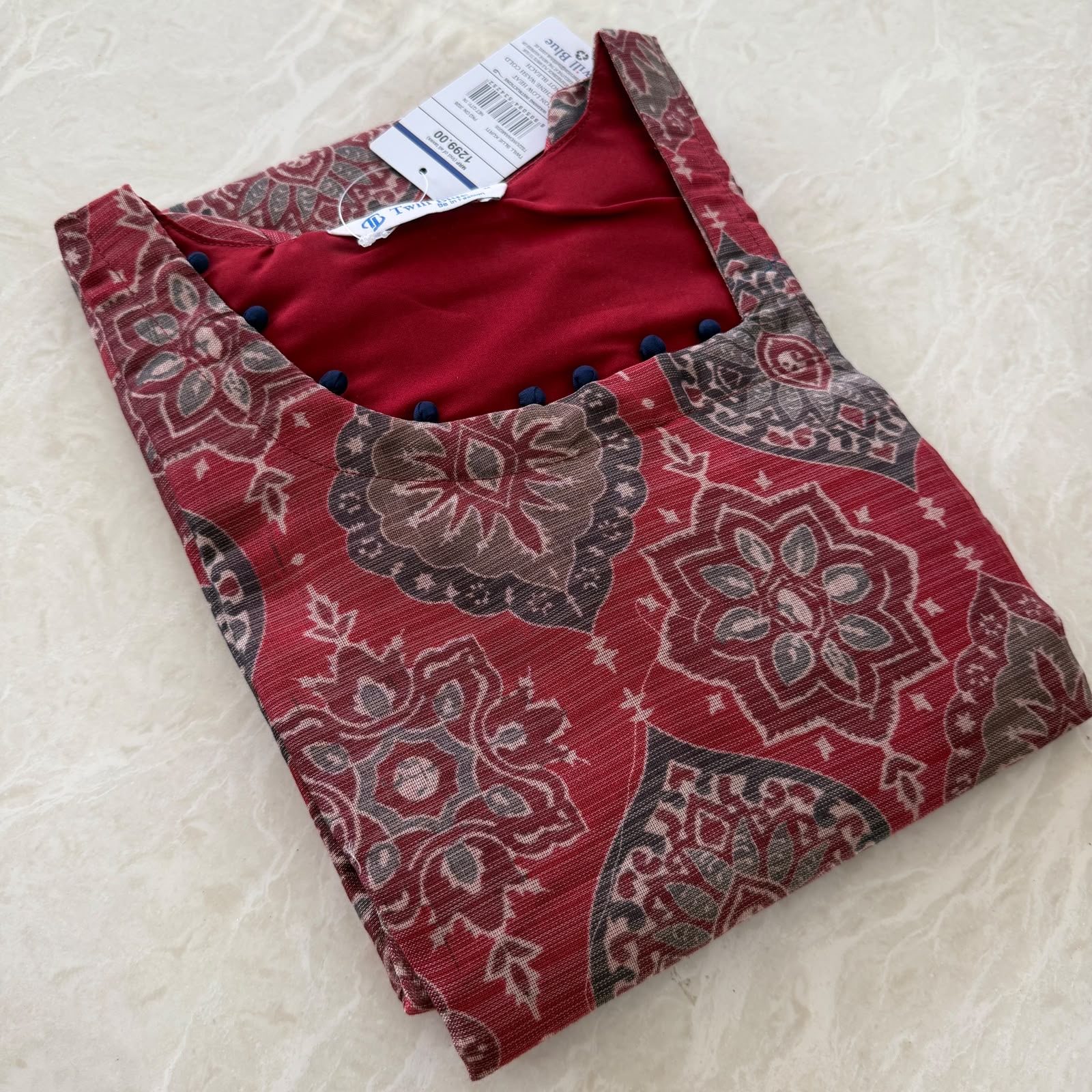 Digital Tissue Kurti with lining  - bd3194d5 0afc 47b7 8aaa dfc0f8e3e419