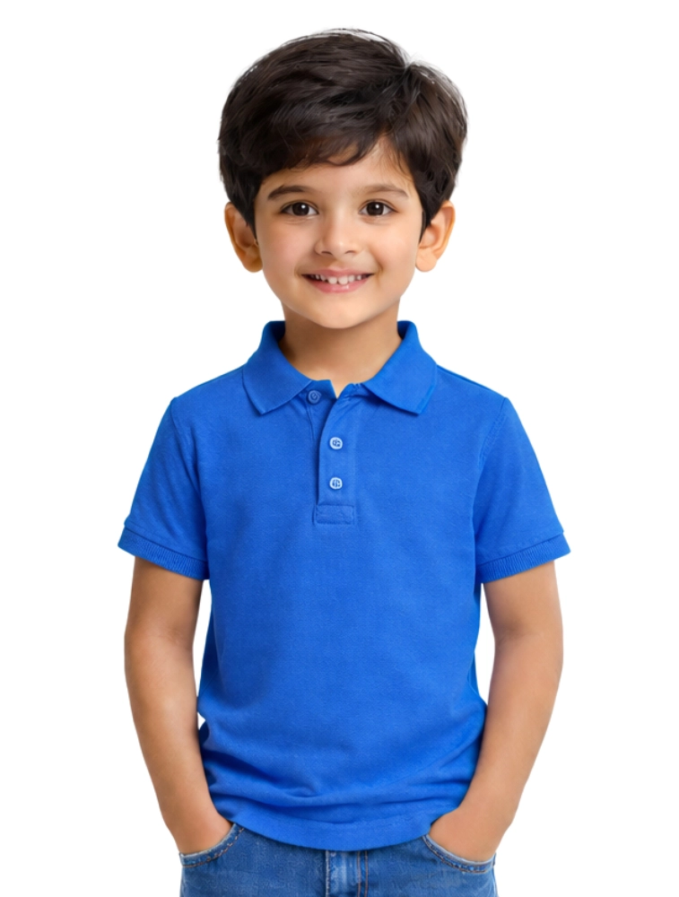 Royal Blue Kids Cotton Polo Half Sleeve 240 GSM TShirts