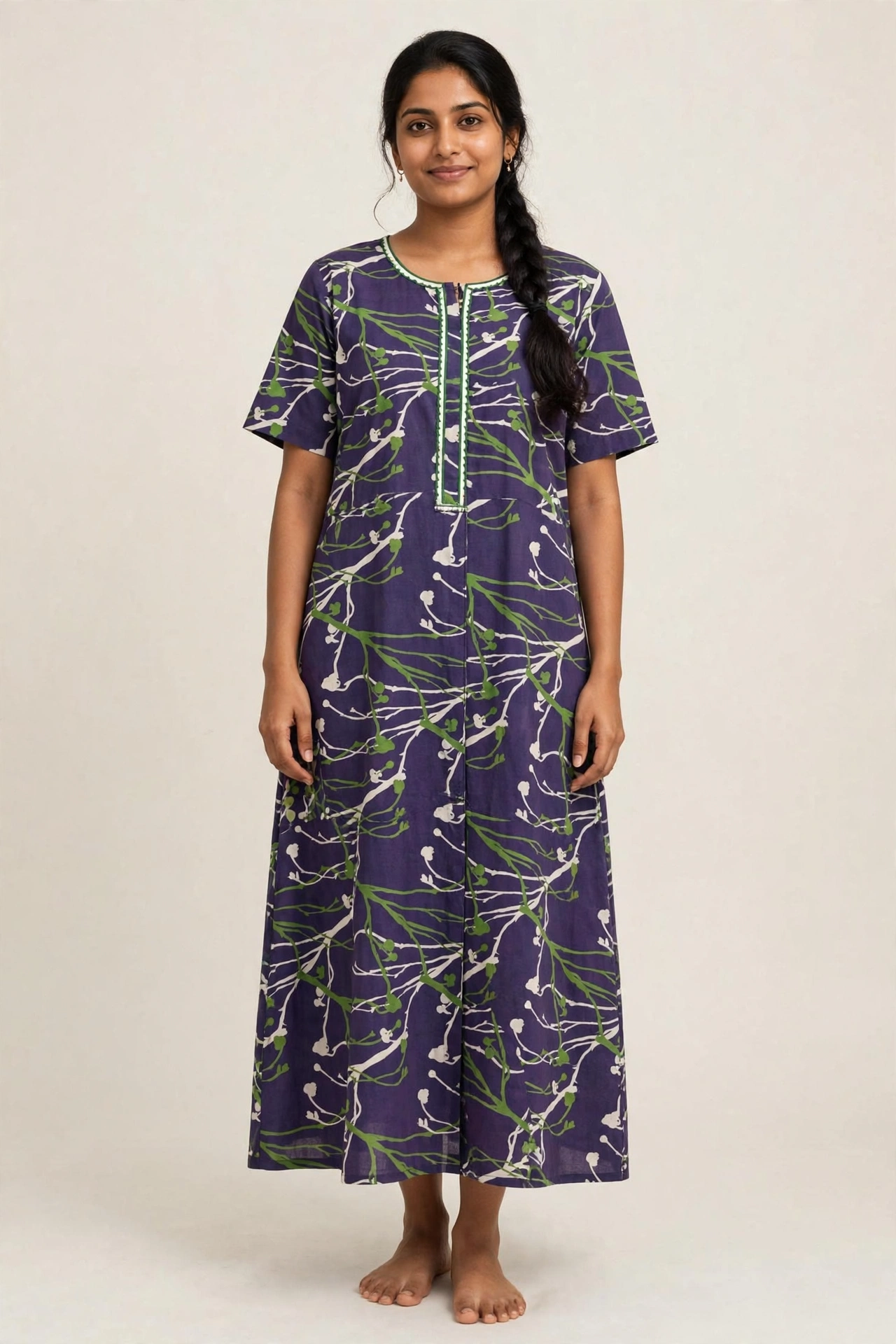 Women's Premium -Nighty with Centre zip - Style 3