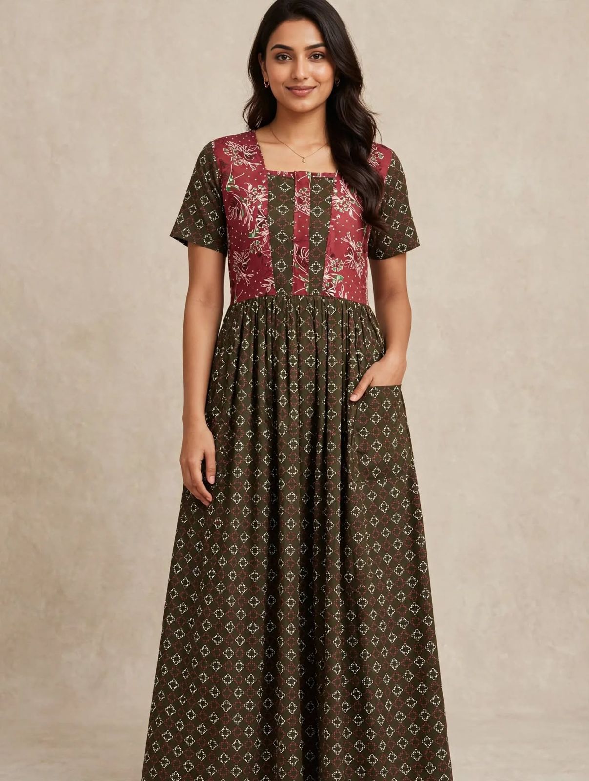 Women's Premium - Frock Nighty With zip and Front Pocket  - Style 1