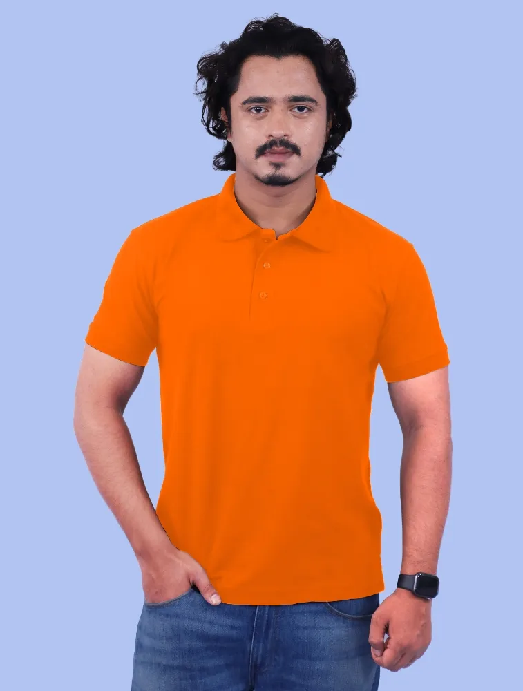 Orange Polycotton&nbsp;Polo Half Sleeve 220 GSM TShirts
